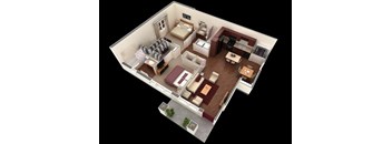 2 bed 2 bath floor plan B at Overlook at Stone Oak Park Apartments, Texas