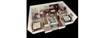 2 bed 2 bath floor plan C at Overlook at Stone Oak Park Apartments, Texas, 78258