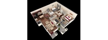 3 bed 2 bath floor plan at Overlook at Stone Oak Park Apartments, San Antonio, TX