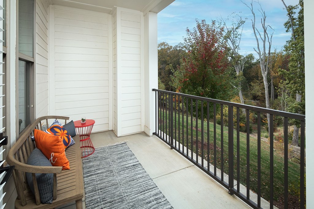 a porch with furniture