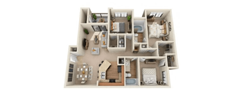 a floor plan of a house with bedrooms and a living room