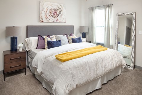 Bedroom with Large Bed at One White Oak Apartments, Georgia
