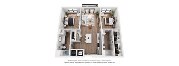  2Bed 2Bath Floor Plan at DAWSON PARK APARTMENTS, Louisiana, 70809