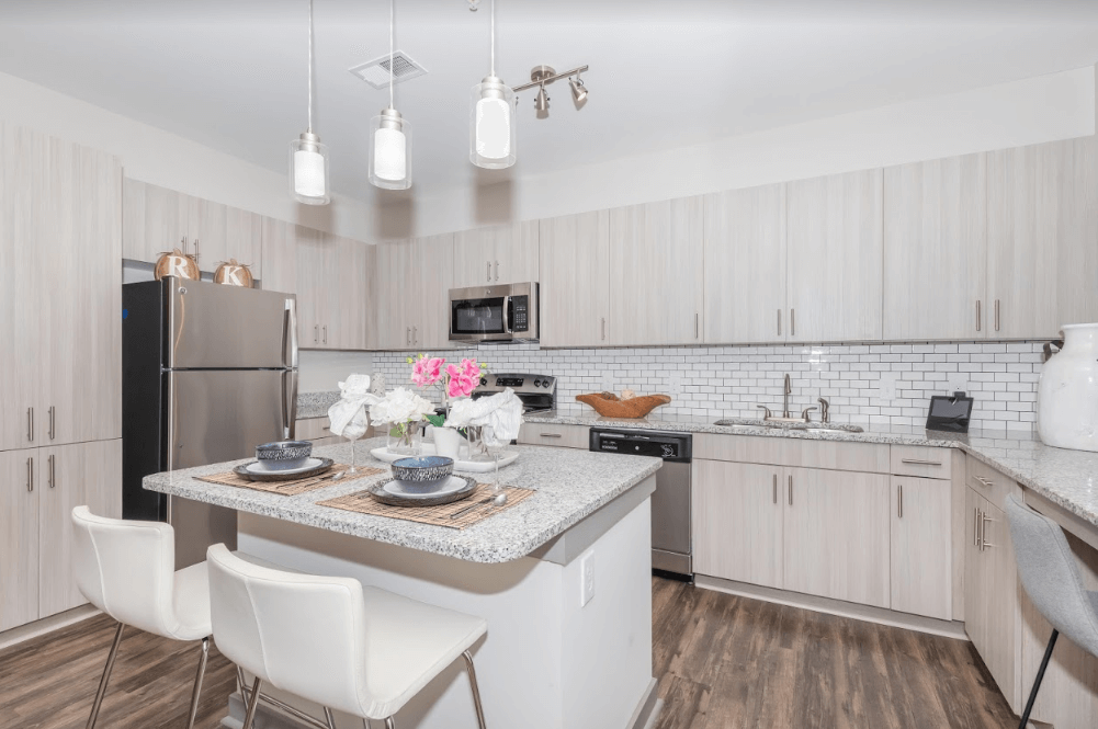 One White Oak Kitchen Furniture and Appliances in Georgia Apartments for Rent