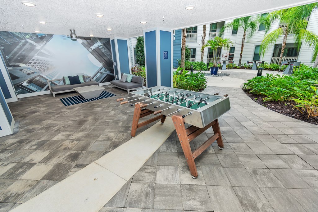 a foosball table in the fitness center