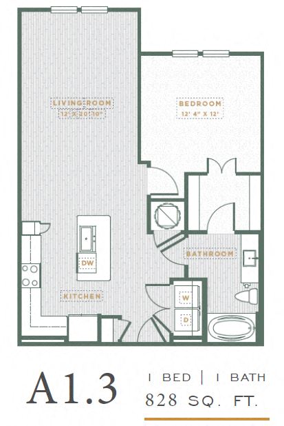 1 Bed 1 Bath Floorplan at POINTE AT EAST SHORE APARTMENTS, APOPKA, Florida