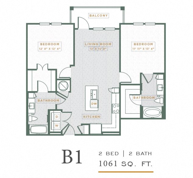 2 Bed Floorplan at POINTE AT EAST SHORE APARTMENTS, Florida, 32703