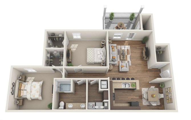 B1 Floor Plan at RIVERSTONE APARTMENTS, GROVETOWN, 30813
