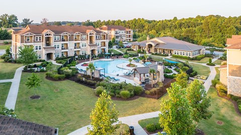 an aerial view of the Apartments with a swimming pool