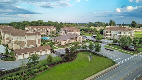 an aerial view of an apartment complex