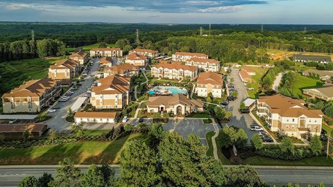 an aerial view of an apartment complex