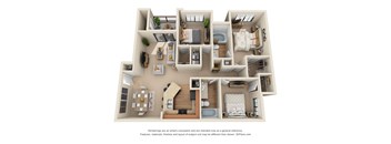 3 Bedroom Floorplan at Montecito Pointe Apartments, Las Vegas, NV