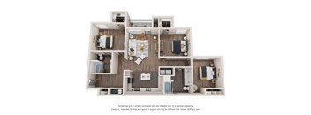 the outlook floor plan  3 bedroom  1199 square feet