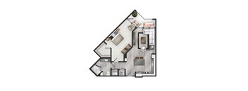 1 bed 1 bath Mcbee Floor Plan at TRAILSIDE VERDAE APARTMENTS, GREENVILLE, South Carolina