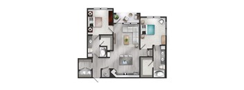 2 bed 2 bath B2 Floor Plan at TRAILSIDE VERDAE APARTMENTS, GREENVILLE, SC