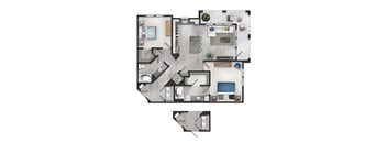 Two bedroom floor plan with outdoor patio at TRAILSIDE VERDAE Apartments, South Carolina