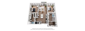 2Bedroom Floor Plan at DAWSON PARK APARTMENTS, BATON ROUGE, LA, 70809