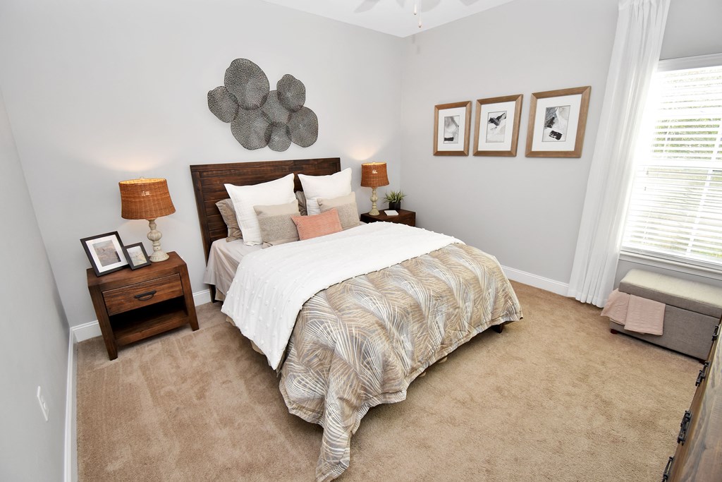 Riverstone Model Bedroom with bed and nightstands