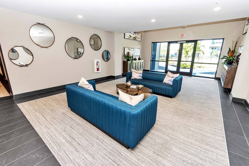 the lobby at the bradley braddock road station apartments