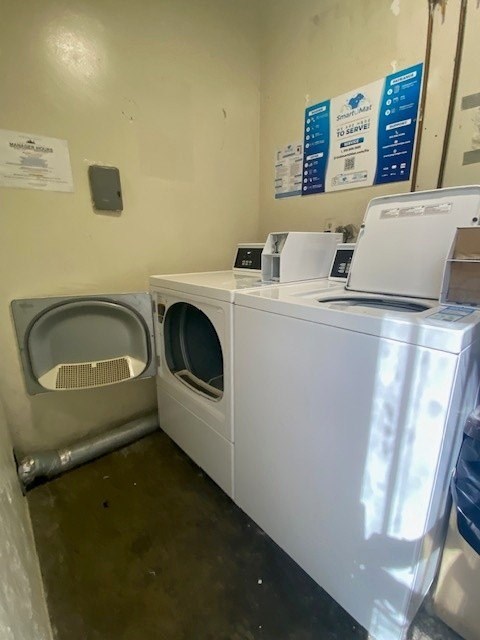 A row of washing machines in a laundromat.