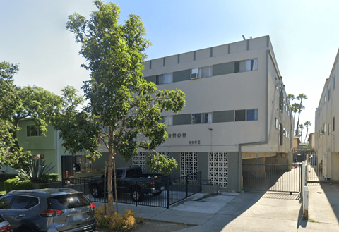 A modern building with a tree in front of it.