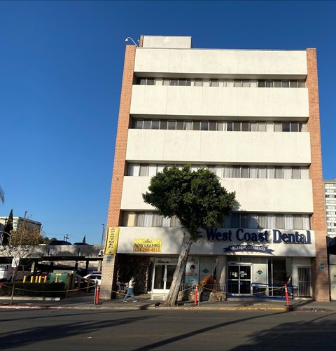 A building with a dental office on the ground floor.