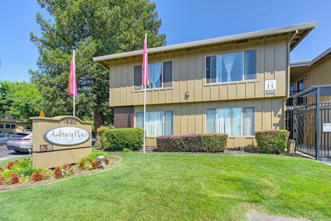 Asbury Place Apartments monument sign outside of apartment buildings