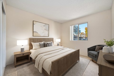 Modern Bedroom at Ashford Heights Apartments, California