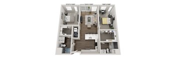 A floor plan of a two-bedroom apartment with dimensions.