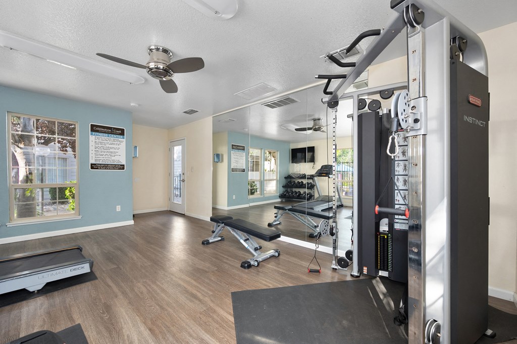 the commons at churchland gym with weights and cardio equipment