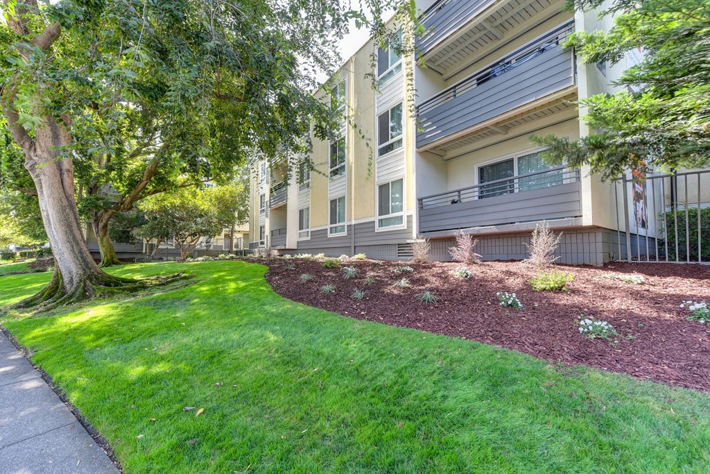 Exterior of the property grounds with green grass and well manicured landscaping. at The Retreat at Walnut Creek, Walnut Creek, California