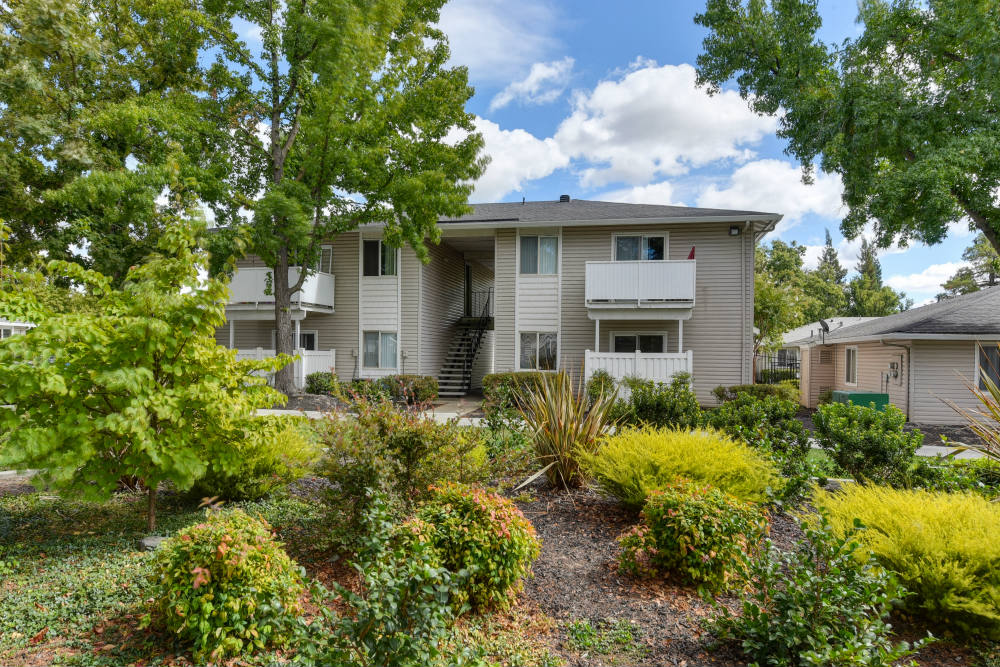 Property Exterior and Landscaping with Building Exterior and Shrubs at The Renaissance Apartments, Citrus Heights