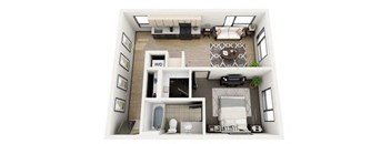 a floor plan of a one bedroom apartment