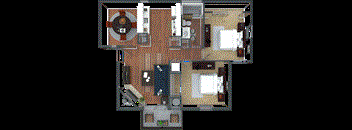 2 Bedroom, 1 Bathroom Floor Plan