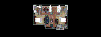 2 Bedroom, 2 Bathroom Floor Plan 3D Image