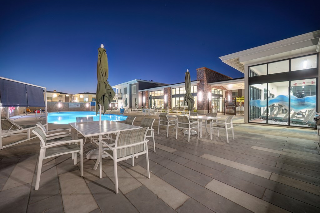 Pool Deck At Night at Sierra Gateway Apartments, Rocklin, 95677