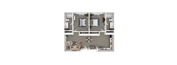 Two Bedroom, Two Bathroom apartment floorplan at Track 281 Apartments, California, 95811
