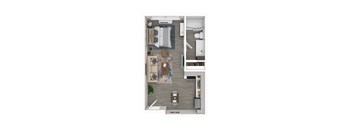 Studio Ab Upstarirs Floor Plan at Track 281 Apartments, Sacramento, 95811