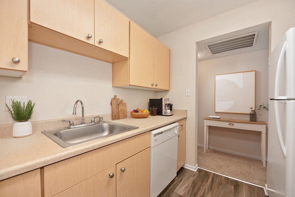 the preserve at ballantyne commons apartment kitchen and dining area at Vineyard Terrace Apartments, Napa, CA, 94558