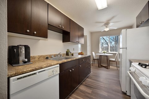 our apartments have a kitchen and living room with a large window