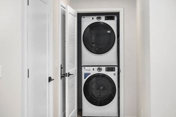 a small laundry room with a washer and dryer