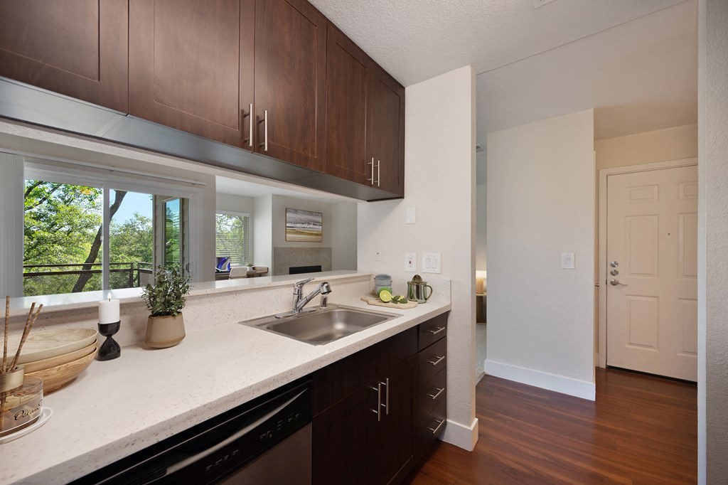 an empty kitchen with a sink and a window at Folsom Ranch, California, 95630