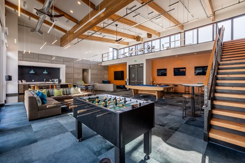 Game Room With Foosball Tableat Rivet Apartments, Washington, 98109
