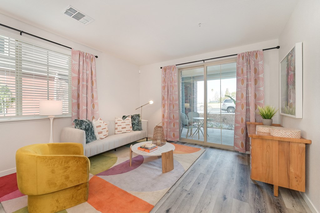 Model Living Room at Sierra Gateway Apartments, Rocklin, 95677