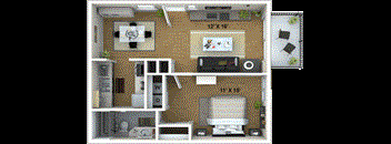 1 Bedroom, 1 Bathroom Floor Plan at Fountains of Fair Oaks, Fair Oaks, CA
