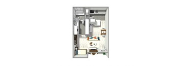 A small, modern kitchen with white appliances and a white countertop.
