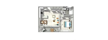 a floor plan of a bedroom apartment with a living room
