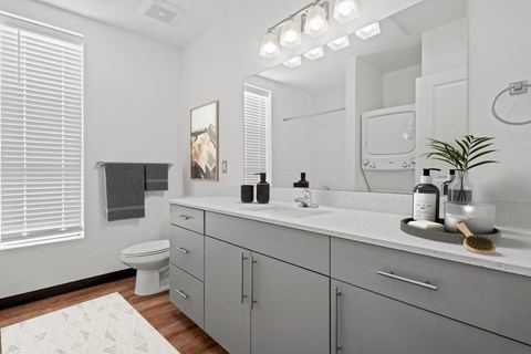 a bathroom with a sink and a toilet and a mirror