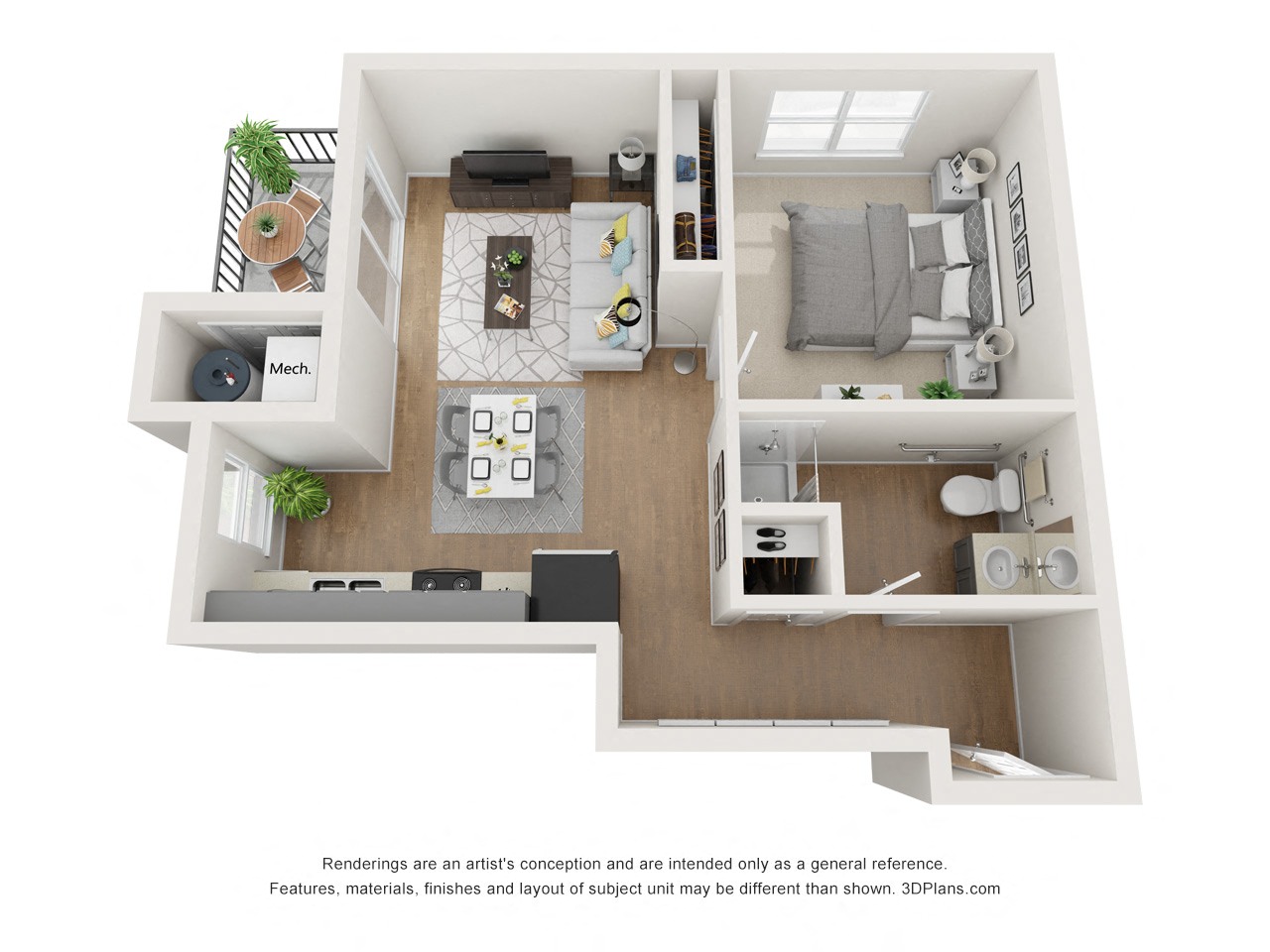 One Bedroom/One Bathroom B