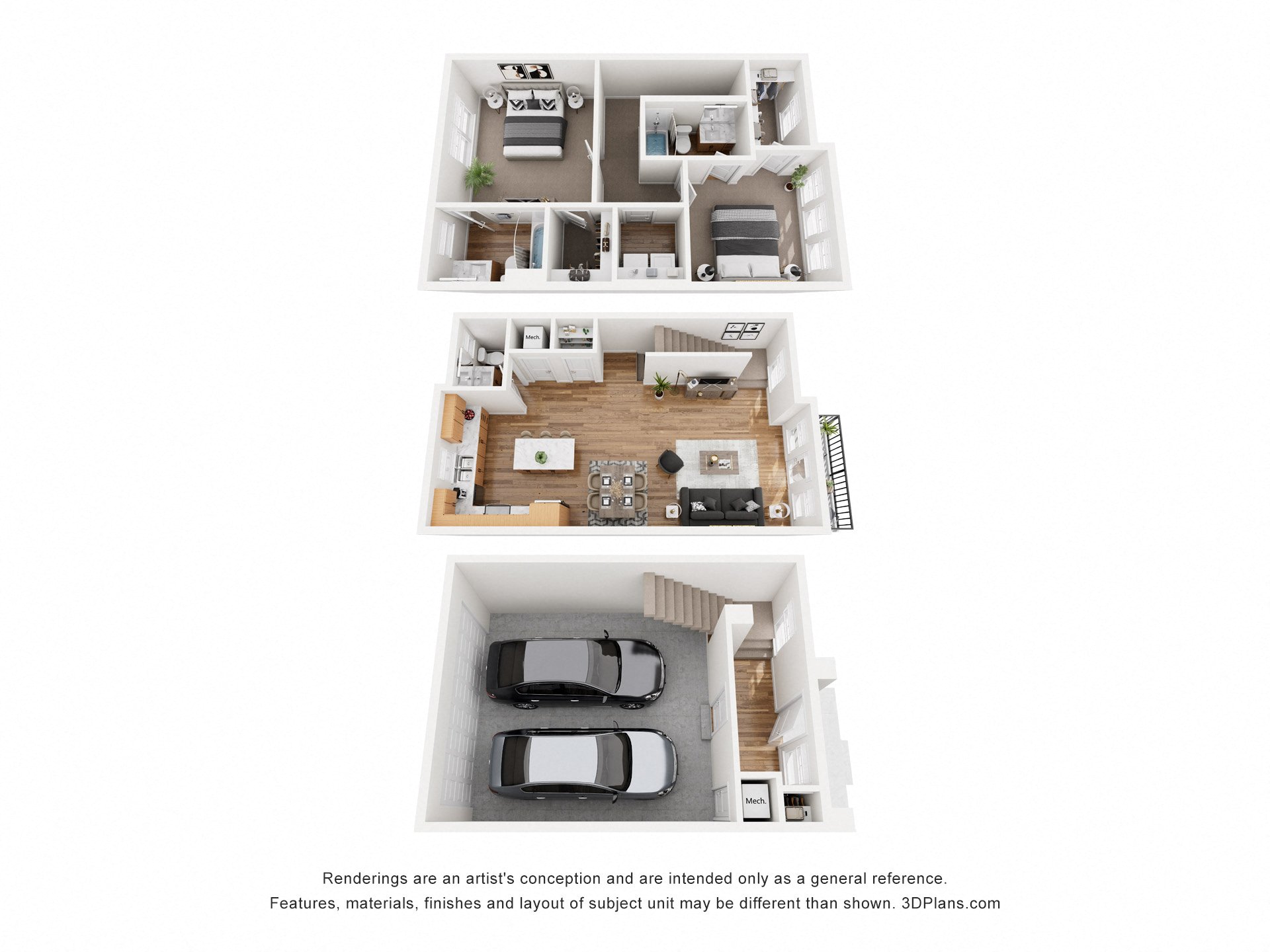 a stylized floor plan of a 1 bedroom apartment with a kitchen and living room